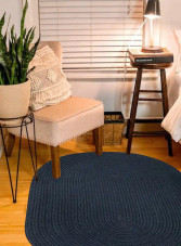 Rhody Rug Poly Solids S012 Navy Area Rug Room Scene Rhody Rug Poly Solids S012 Navy Area Rug Room Scene