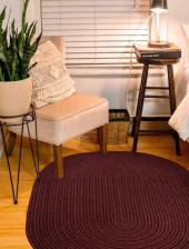 Rhody Rug Poly Solids S022 Burgundy Area Rug Room Scene Rhody Rug Poly Solids S022 Burgundy Area Rug Room Scene