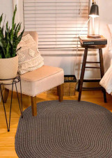 Rhody Rug Poly Solids S026 Dark Taupe Area Rug Room Scene Rhody Rug Poly Solids S026 Dark Taupe Area Rug Room Scene