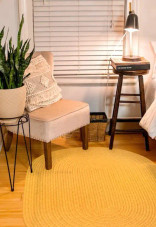 Rhody Rug Poly Solids S041 Daffodil Area Rug Room Scene