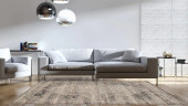 Loloi Mika MIK-12 Stone/Ivory Area Rug Room Scene Loloi Mika MIK-12 Stone/Ivory Area Rug Room Scene