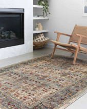 Loloi II Isadora ISA-03 Sand/Steel Area Rug Room Scene Loloi II Isadora ISA-03 Sand/Steel Area Rug Room Scene