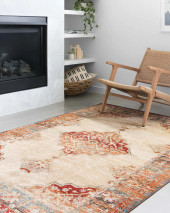 Loloi II Isadora ISA-04 Antique Ivory/Sunset Area Rug Room Scene Loloi II Isadora ISA-04 Antique Ivory/Sunset Area Rug Room Scene