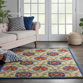 Nourison Aloha ALH19 Blue/Multicolor Area Rug Room Scene Nourison Aloha ALH19 Blue/Multicolor Area Rug Room Scene