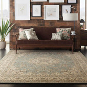 Nourison Living Treasures LI15 Aqua/Ivory Area Rug Room Scene Nourison Living Treasures LI15 Aqua/Ivory Area Rug Room Scene