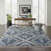 Nourison Oslo Shag OSL02 Denim Blue Area Rug Room Scene Nourison Oslo Shag OSL02 Denim Blue Area Rug Room Scene
