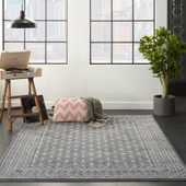 Nourison Palermo PMR02 Charcoal/Silver Area Rug Room Scene Nourison Palermo PMR02 Charcoal/Silver Area Rug Room Scene