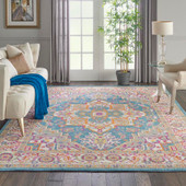 Nourison Passion PSN20 Teal Multicolor Area Rug Room Scene Nourison Passion PSN20 Teal Multicolor Area Rug Room Scene
