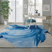 Nourison Symmetry SMM01 Blue/Ivory Area Rug Room Scene Nourison Symmetry SMM01 Blue/Ivory Area Rug Room Scene