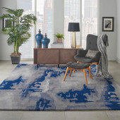 Nourison Symmetry SMM10 Grey/Blue Area Rug Room Scene Nourison Symmetry SMM10 Grey/Blue Area Rug Room Scene