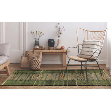 Liora Manne Marina 8057-06 Tribal Stripe Green Area Rug - Carpet