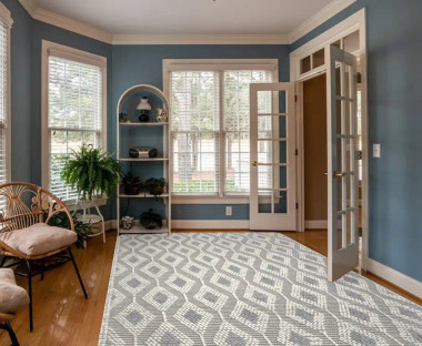 Kas Chloe 7723 Ivory Grey Trellis Area Rug | Carpetmart.com