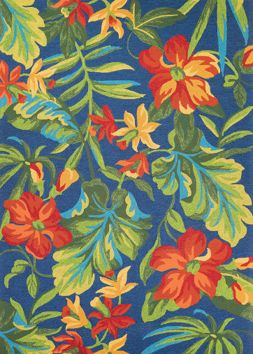 Couristan Covington 4886-4285 Tropical Orchid - Azure-Forest Green-Red Indoor-Outdoor Area Rug