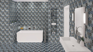 BQT676 Bouquette Hydrangea Thicket Mosaic Tile - Carpet & Tile Mart