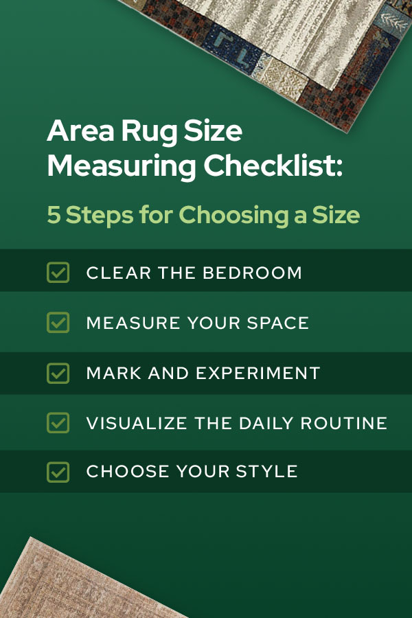 area rug size measuring checklist