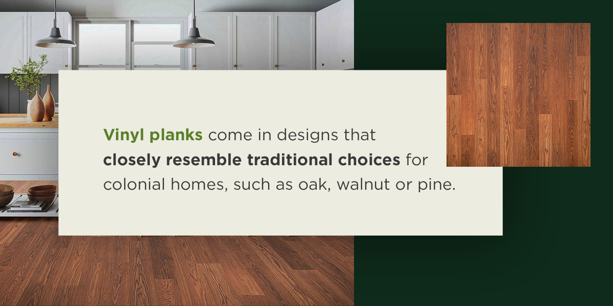 vinyl planks come in designs that resemble hardwood