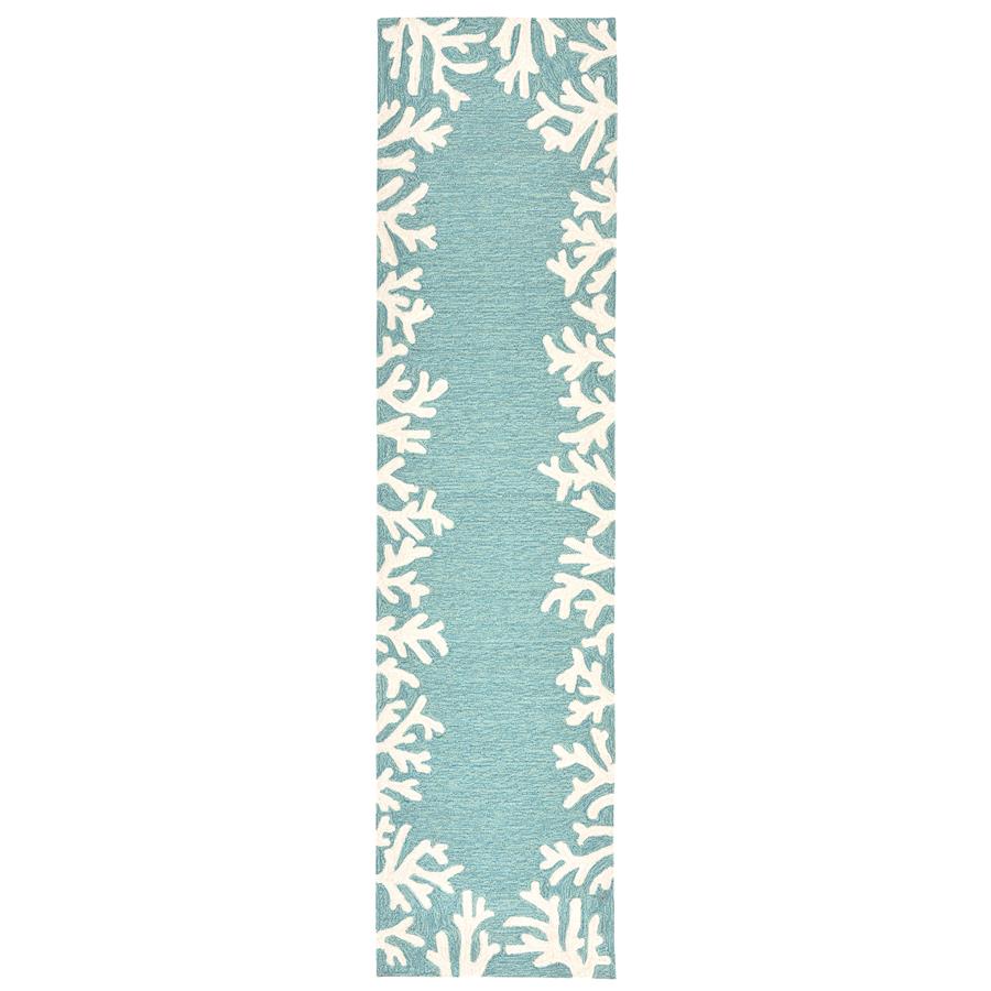 Liora Manne Capri 1620/04 Coral Border Aqua Runner Area Rug