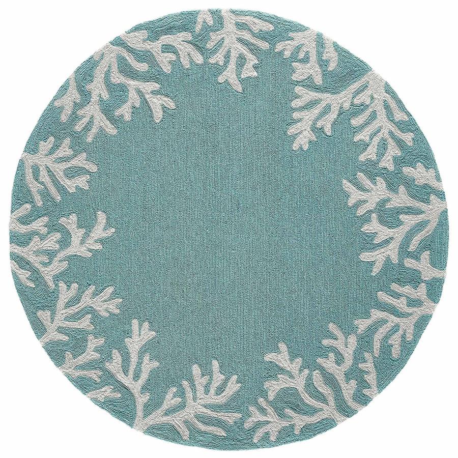 Liora Manne Capri 1620/04 Coral Border Aqua Round Area Rug