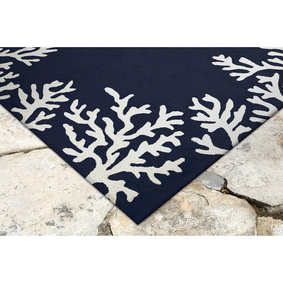 Liora Manne Capri 1620/33 Coral Border Navy Area Rug Corner