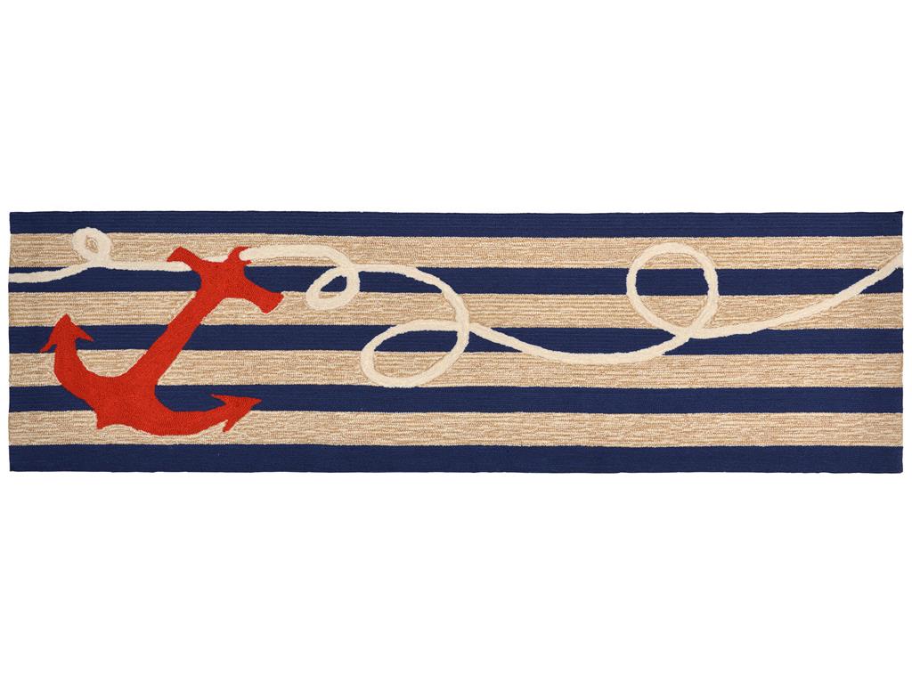 Liora Manne Frontporch 1400/33 Anchor Navy Runner Area Rug