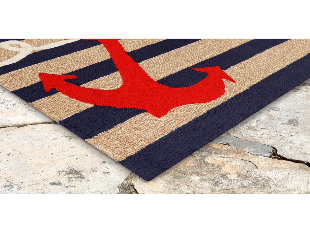 Liora Manne Frontporch 1400/33 Anchor Navy Area Rug Corner