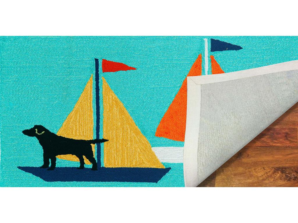 Liora Manne Frontporch 1402/03 Sailing Dog Blue Area Rug Backing