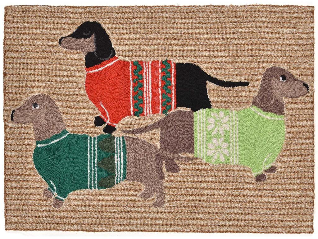 Liora Manne Frontporch 1566/12 Holiday Hounds Neutral Area Rug