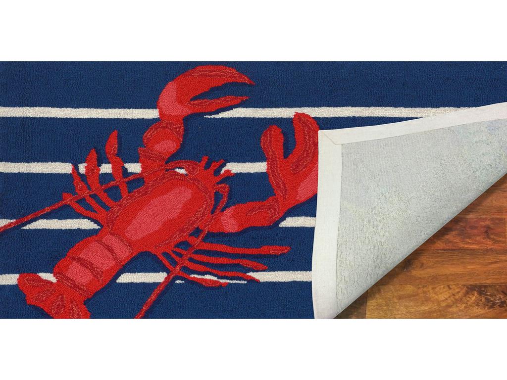 Liora Manne Frontporch 1595/33 Lobster on Stripes Navy Area Rug