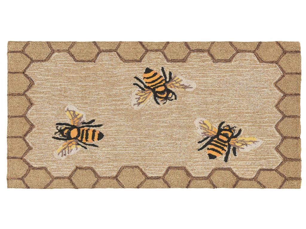 Liora Manne Frontporch 2432/12 Honeycomb Bee Natural Scatter Area Rug