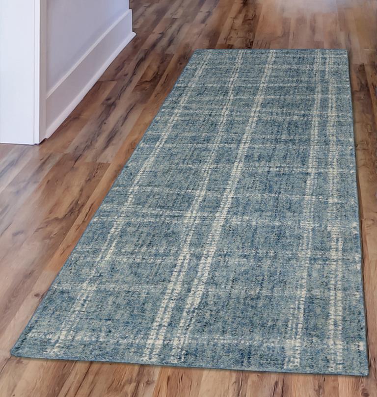 Liora Manne Savannah 9506/03 Mad Plaid Blue Runner Area Rug