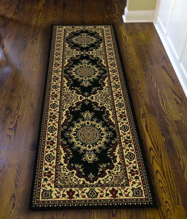 Radici Castello 1191 Black Runner Area Rug Room Scene