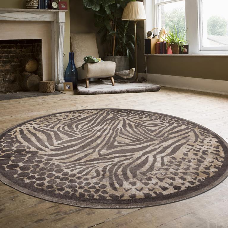 Radici Garda 3808 Brown Round Area Rug Room Scene