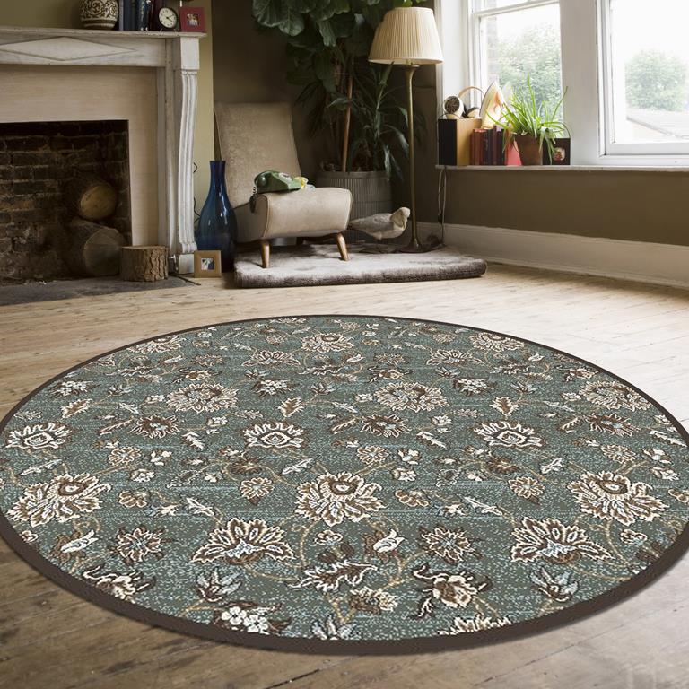 Radici Pisa 3475 Lt. Green Round Area Rug Room Scene