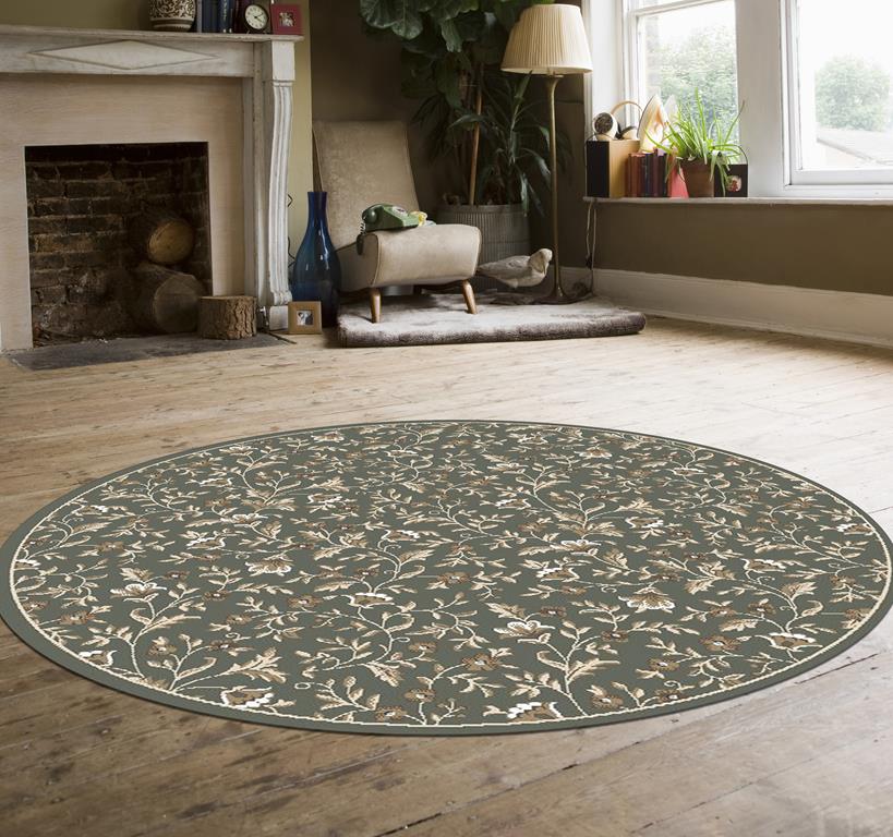 Radici Pisa 6674 Lt. Green Round Area Rug Room Scene