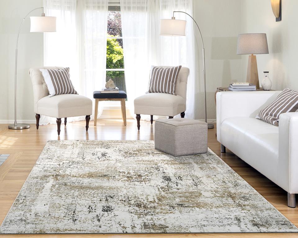 Dynamic Rugs Quartz 27050-190 Ivory/Grey Area Rug Room Scene