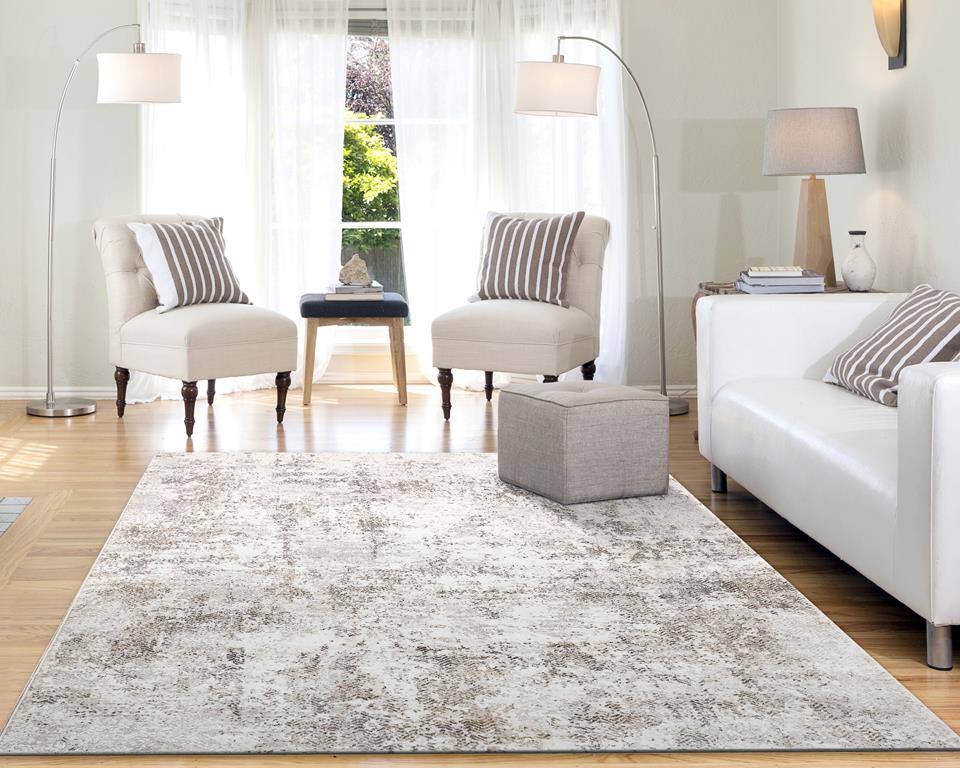 Dynamic Rugs Quartz 27061-190 Ivory/Grey Area Rug Room Scene