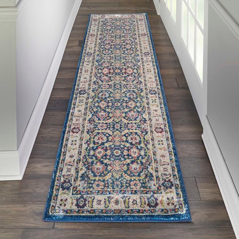 Nourison Ankara Global ANR13 Navy/Multi Runner Area Rug Room Scene