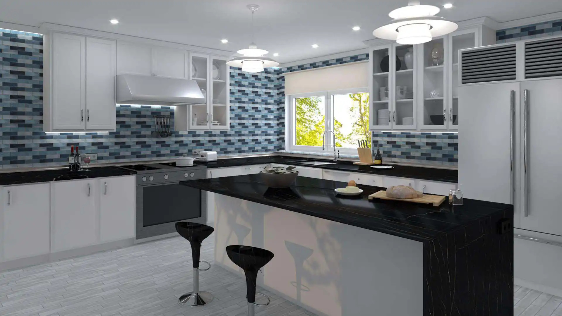 WM772 Westminster Blue Jubilee Mosaic Tile - Carpetmart.com