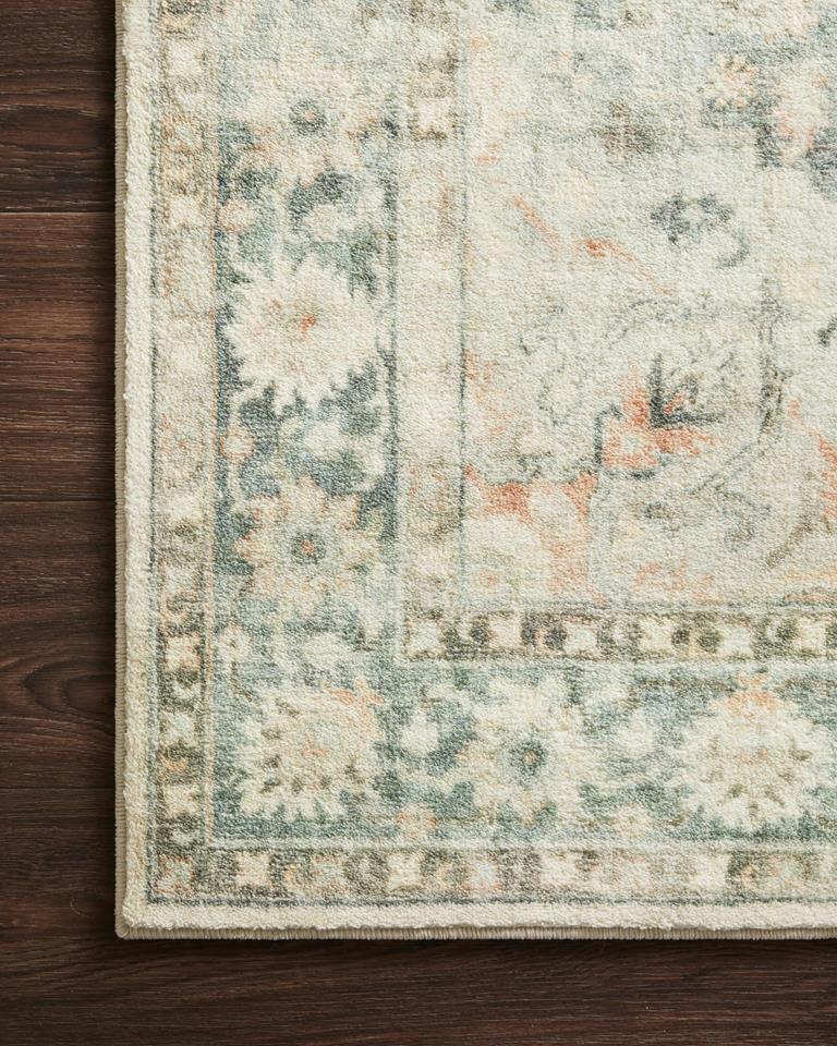 Loloi II Rosette ROS-08 Teal/Ivory Area Rug Corner