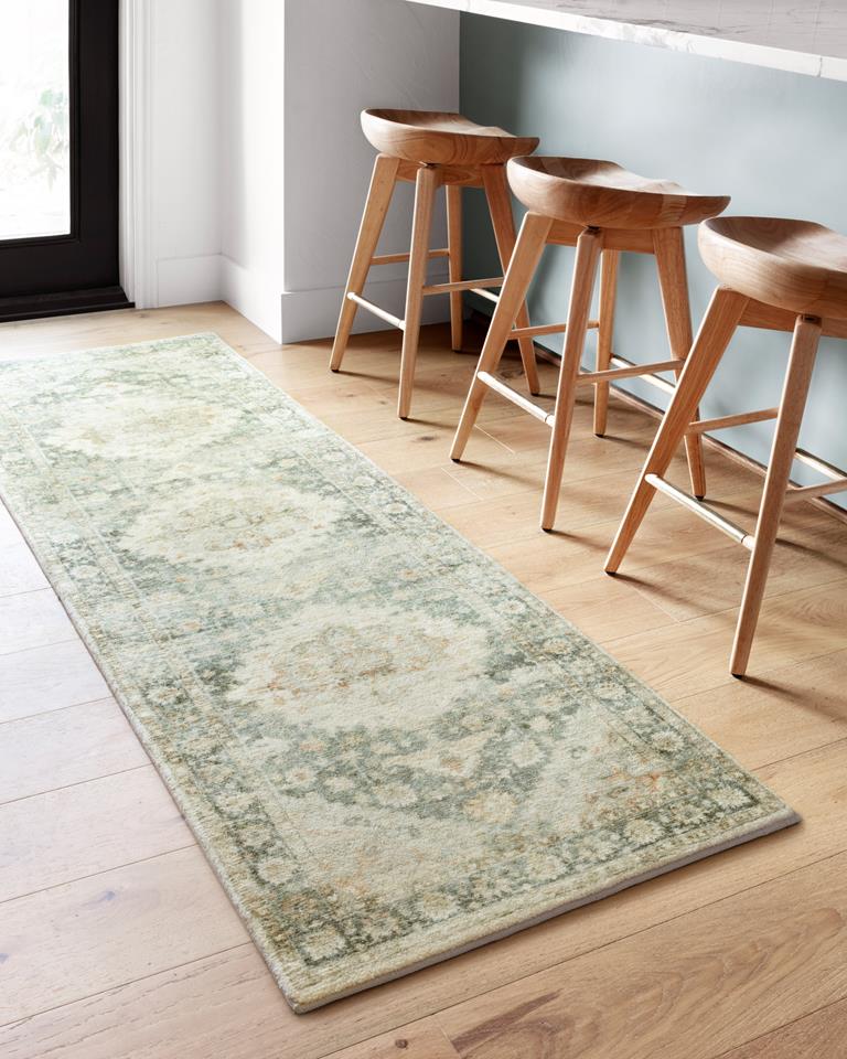 Loloi II Rosette ROS-08 Teal/Ivory Runner Area Rug Room Scene