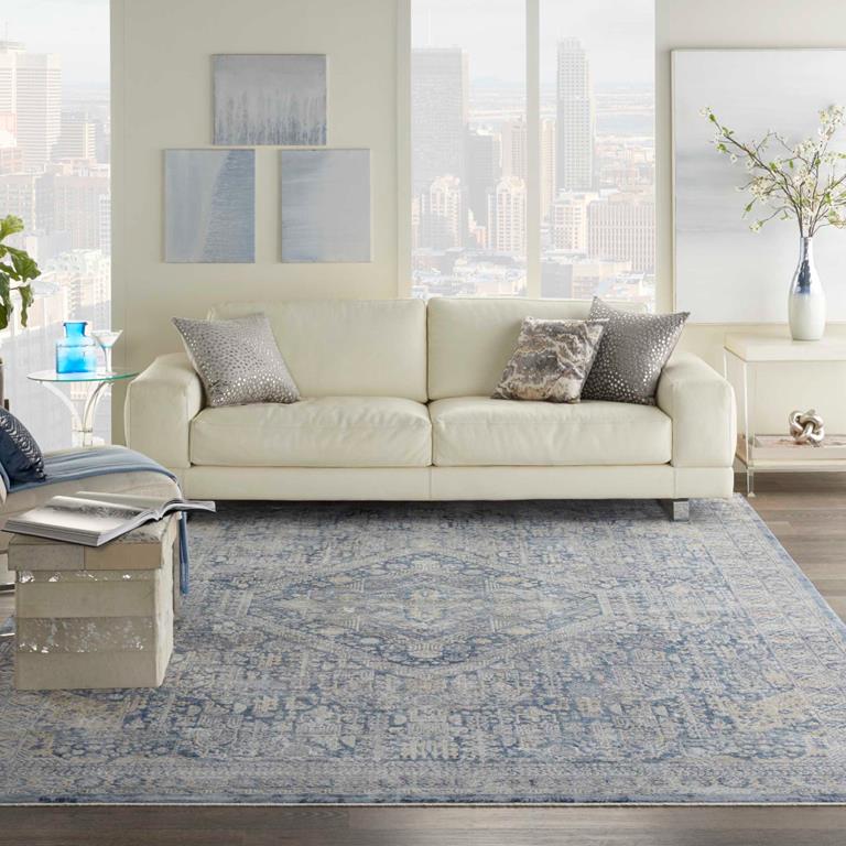 Nourison Lustrous Weave LUW02 Blue/Ivory Area Rug Room Scene