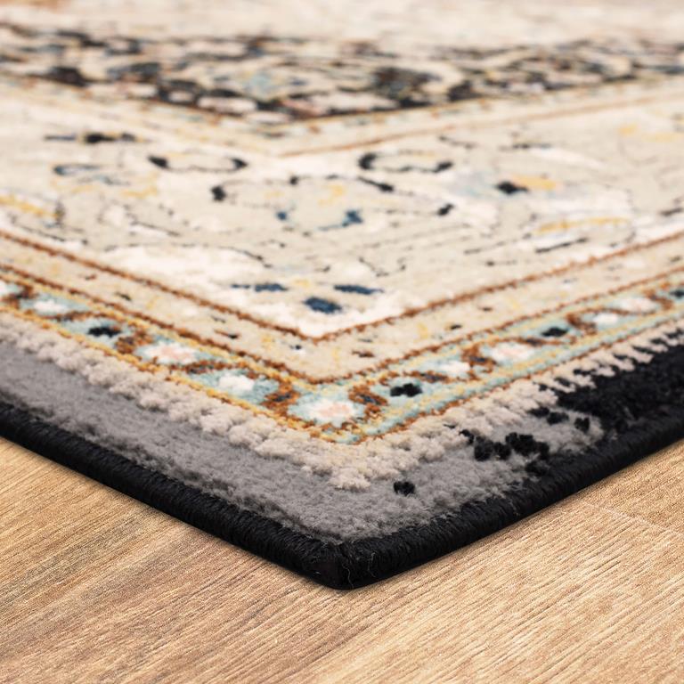 Karastan Zephyr 92123-90166 Chronos Black Area Rug Corner Angle