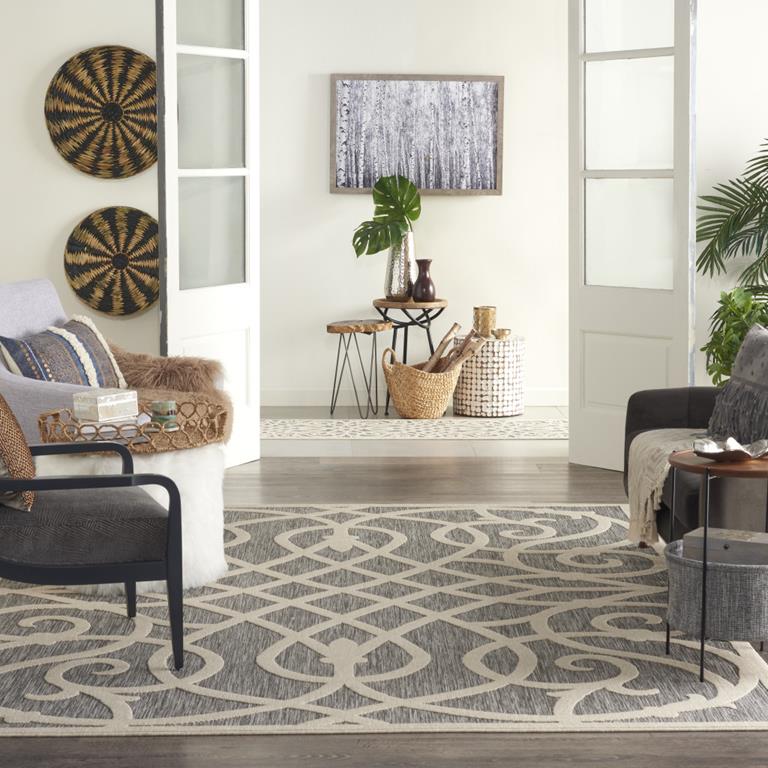 Nourison Cozumel CZM04 Grey Area Rug Room Scene