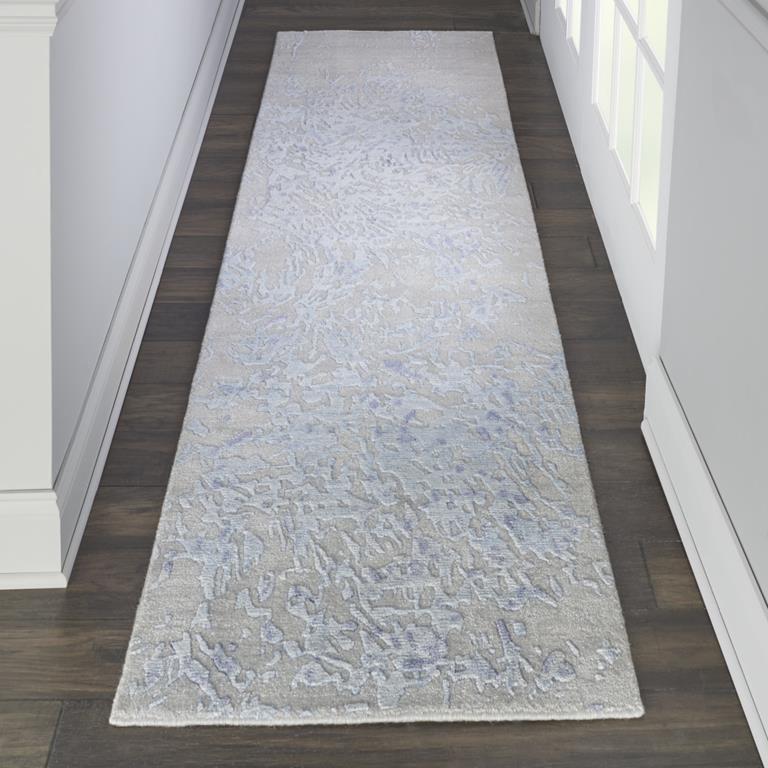 Nourison Silk Shadows SHA18 Grey Blue Runner Area Rug Room Scene