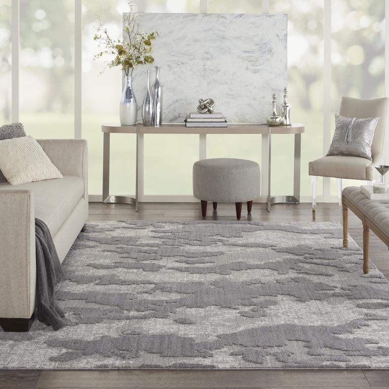 Nourison Zermatt ZER01 Grey Ivory Area Rug Room Scene