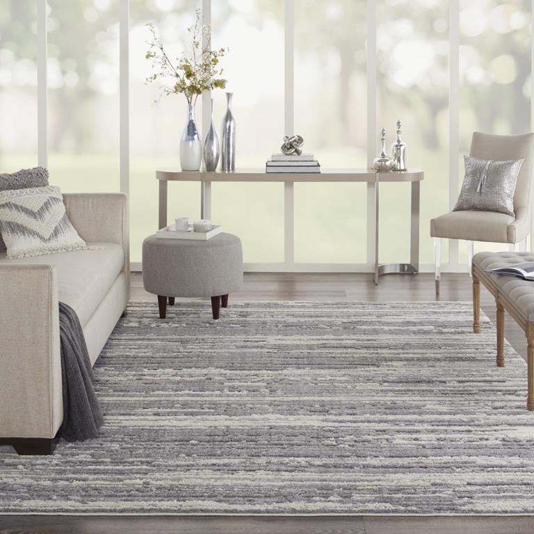 Nourison Zermatt ZER02 Grey Ivory Area Rug Room Scene