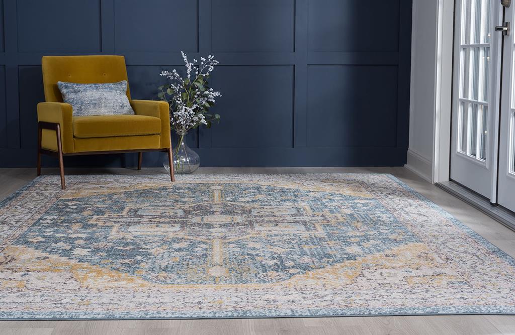 Tayse Barclay Tiffy BCL1202 Dark Blue Area Rug Room Scene