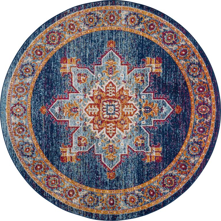 Tayse Diamond Mila DIA1900 Blue Round Area Rug