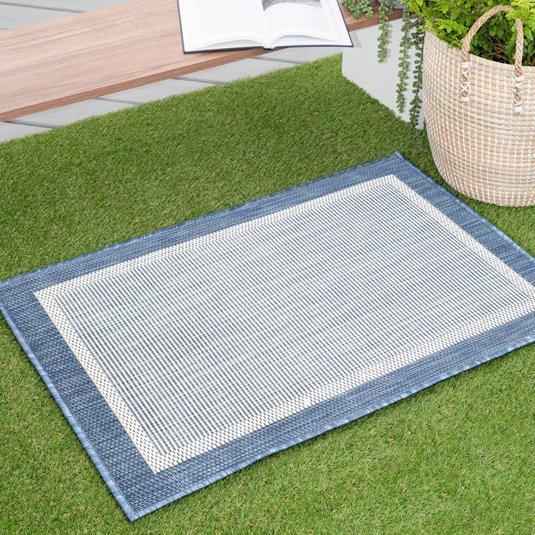 Tayse Eco Dania ECO1202 Blue Scatter Area Rug Patio Scene