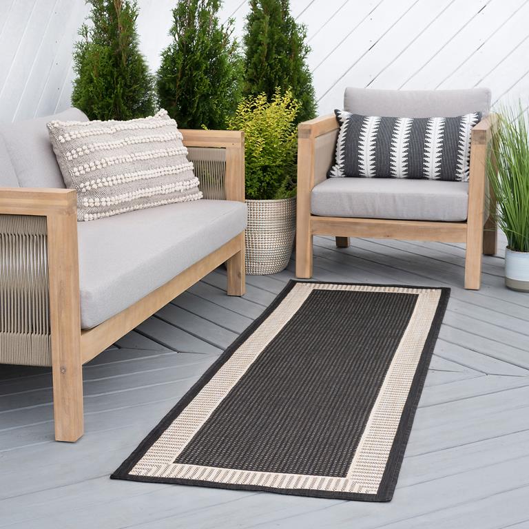 Tayse Eco Elgin ECO1100 Black Runner Area Rug Patio Scene